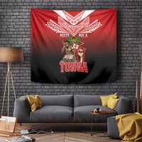 Mate Ma'a Tonga Tapestry Traditional Warrior and Ngatu Art Pattern LT03 Red - Polynesian Pride