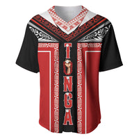 Tonga Baseball Jersey Tribal Pacific Ngatu Motif LT03 Red - Polynesian Pride
