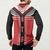 Tonga Button Sweatshirt Tribal Pacific Ngatu Motif LT03 - Polynesian Pride