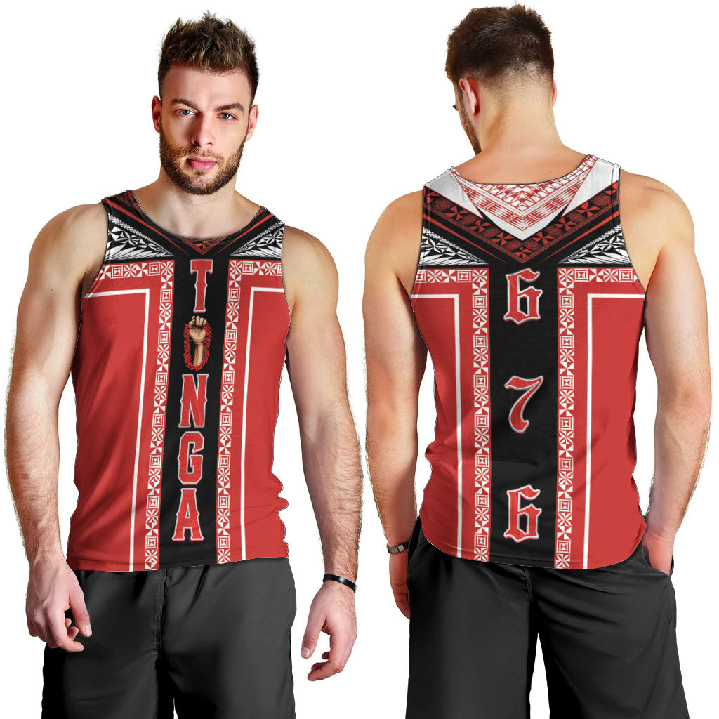 Tonga Men Tank Top Tribal Pacific Ngatu Motif LT03 - Polynesian Pride