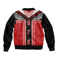 Tonga Sleeve Zip Bomber Jacket Tribal Pacific Ngatu Motif LT03 - Polynesian Pride