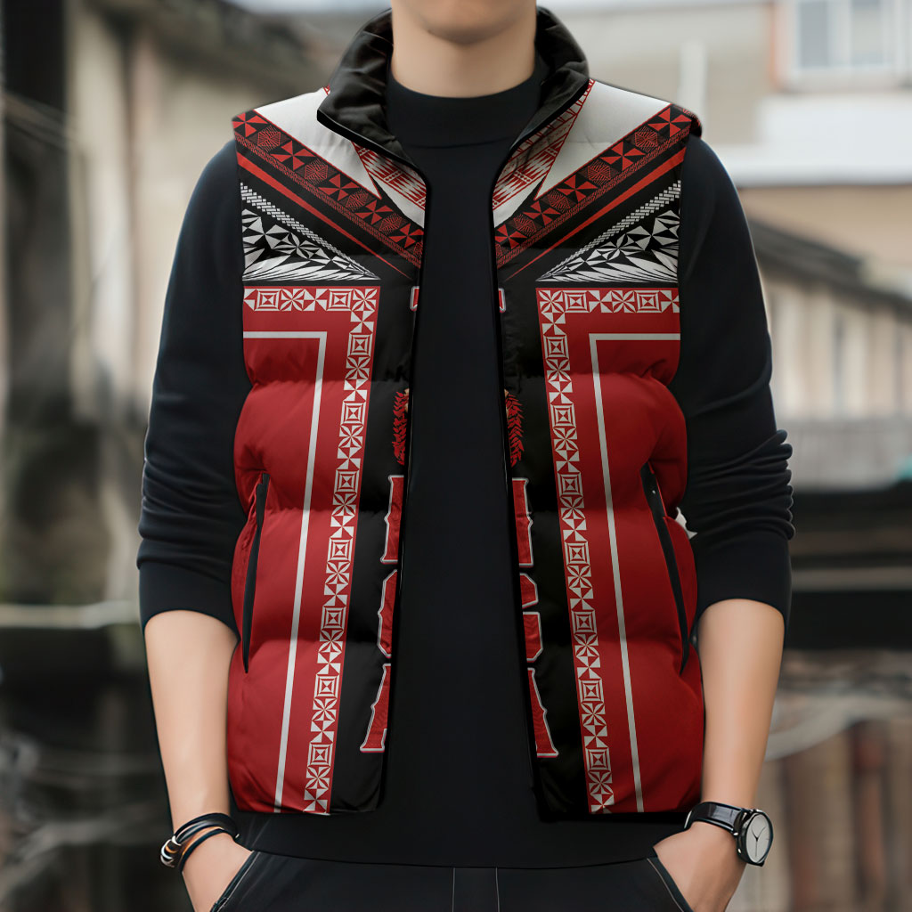 Tonga Sleeveless Puffer Jacket Tribal Pacific Ngatu Motif LT03 - Polynesian Pride