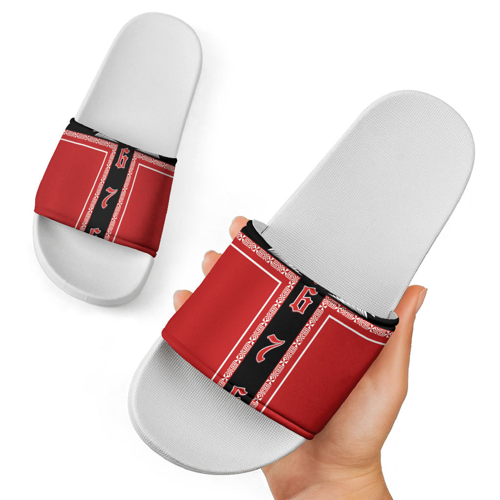 Tonga Slide Sandals Tribal Pacific Ngatu Motif LT03 - Polynesian Pride