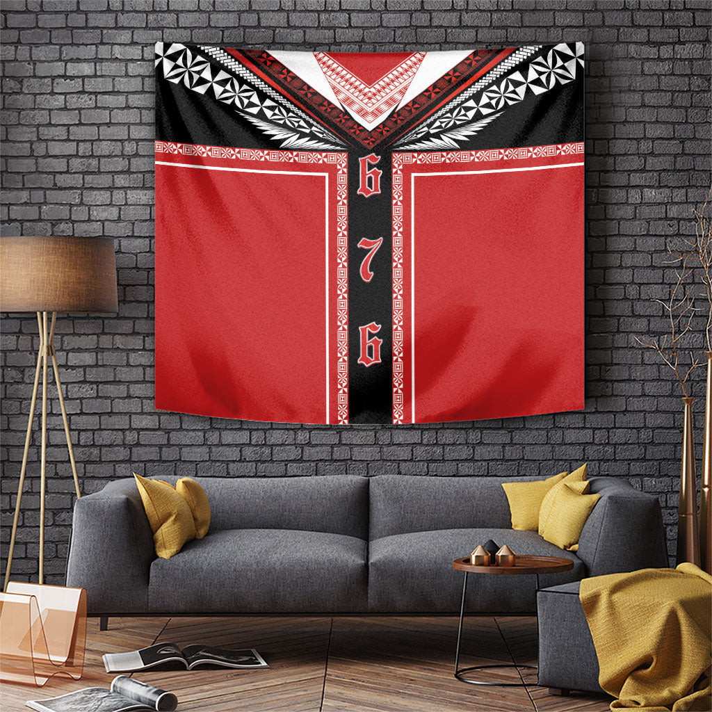 Tonga Tapestry Tribal Pacific Ngatu Motif LT03 Red - Polynesian Pride