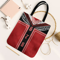 Tonga Tote Bag Tribal Pacific Ngatu Motif LT03 Black Strap One Size Red - Polynesian Pride