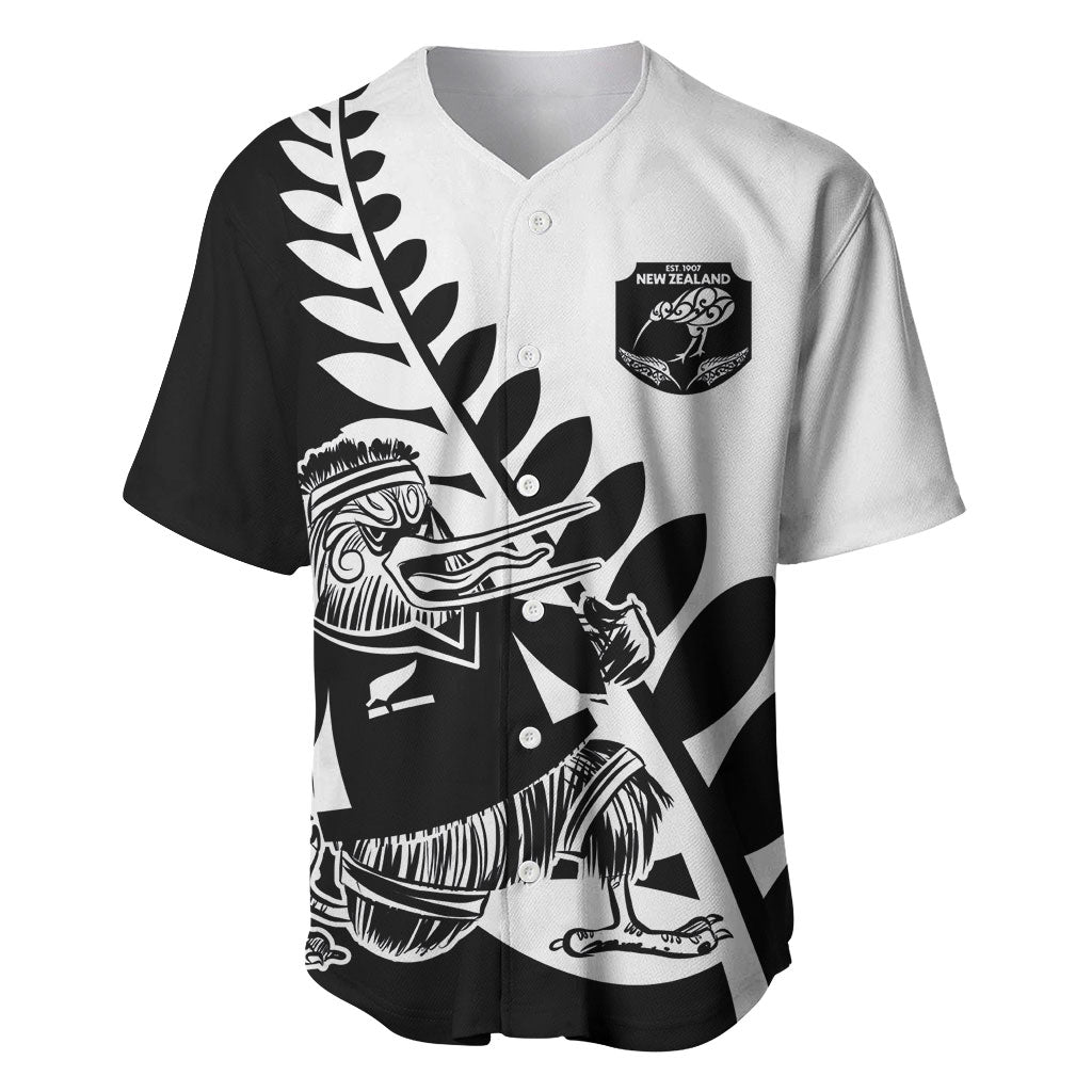 Custom Aotearoa Rugby League Baseball Jersey Kiwi Haka and Fern - Sporty Style LT03 Black - Polynesian Pride