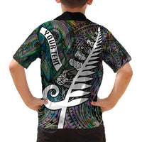 Personalized New Zealand Family Matching Tank Maxi Dress and Hawaiian Shirt Aotearoa Symbols With Silver Fern LT03 - Polynesian Pride