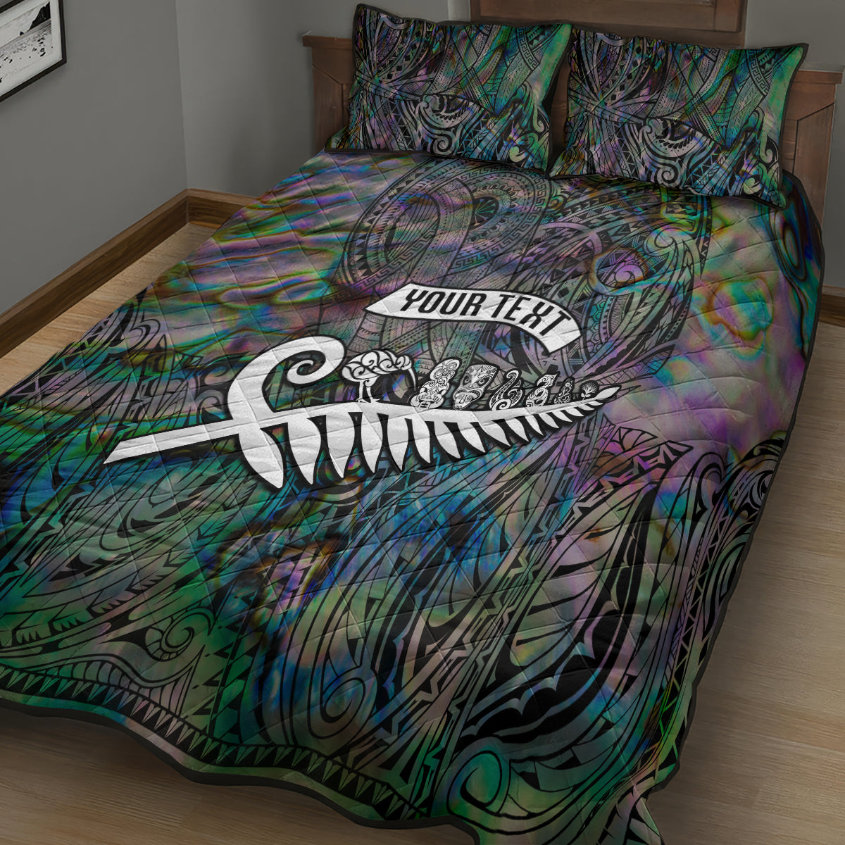Personalized New Zealand Quilt Bed Set Aotearoa Symbols With Silver Fern LT03 - Polynesian Pride