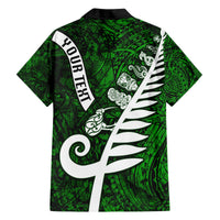 Personalized New Zealand Hawaiian Shirt Silver Fern and Maori Symbols Papua Shell Green Style LT03 - Polynesian Pride
