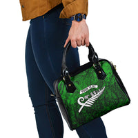 Personalized New Zealand Shoulder Handbag Silver Fern and Maori Symbols Papua Shell Green Style LT03 - Polynesian Pride