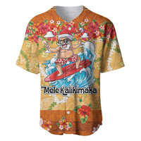 Hawaii Mele Kalikimaka Baseball Jersey Funny Santa Claus Surfing on Tropical Plants - Polynesian Pride