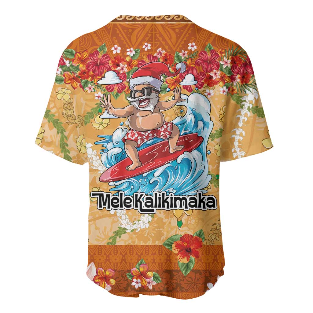 Hawaii Mele Kalikimaka Baseball Jersey Funny Santa Claus Surfing on Tropical Plants - Polynesian Pride