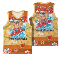 Hawaii Mele Kalikimaka Basketball Jersey Funny Santa Claus Surfing on Tropical Plants LT03 - Polynesian Pride