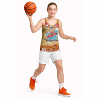 Hawaii Mele Kalikimaka Basketball Jersey Funny Santa Claus Surfing on Tropical Plants LT03 - Polynesian Pride