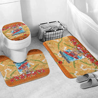 Hawaii Mele Kalikimaka Bathroom Set Funny Santa Claus Surfing on Tropical Plants LT03 Mat Set Only (3 pcs) One Size Multicolor - Polynesian Pride