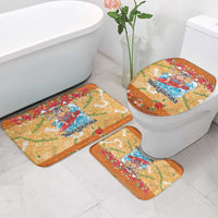 Hawaii Mele Kalikimaka Bathroom Set Funny Santa Claus Surfing on Tropical Plants LT03 - Polynesian Pride