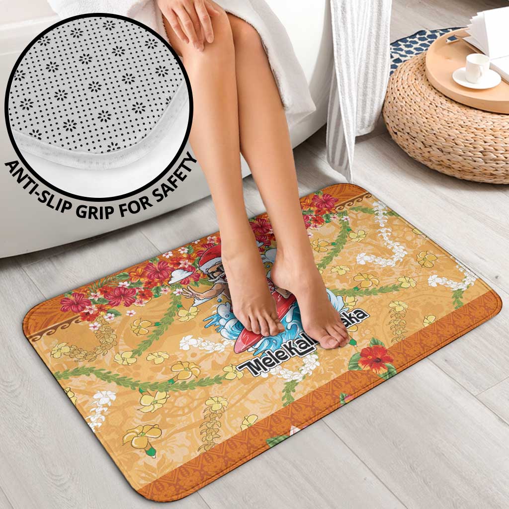 Hawaii Mele Kalikimaka Bathroom Set Funny Santa Claus Surfing on Tropical Plants LT03 - Polynesian Pride