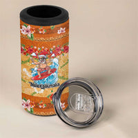 Hawaii Mele Kalikimaka 4 in 1 Can Cooler Tumbler Funny Santa Claus Surfing on Tropical Plants LT03 - Polynesian Pride