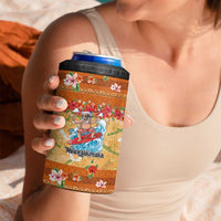 Hawaii Mele Kalikimaka 4 in 1 Can Cooler Tumbler Funny Santa Claus Surfing on Tropical Plants LT03 - Polynesian Pride
