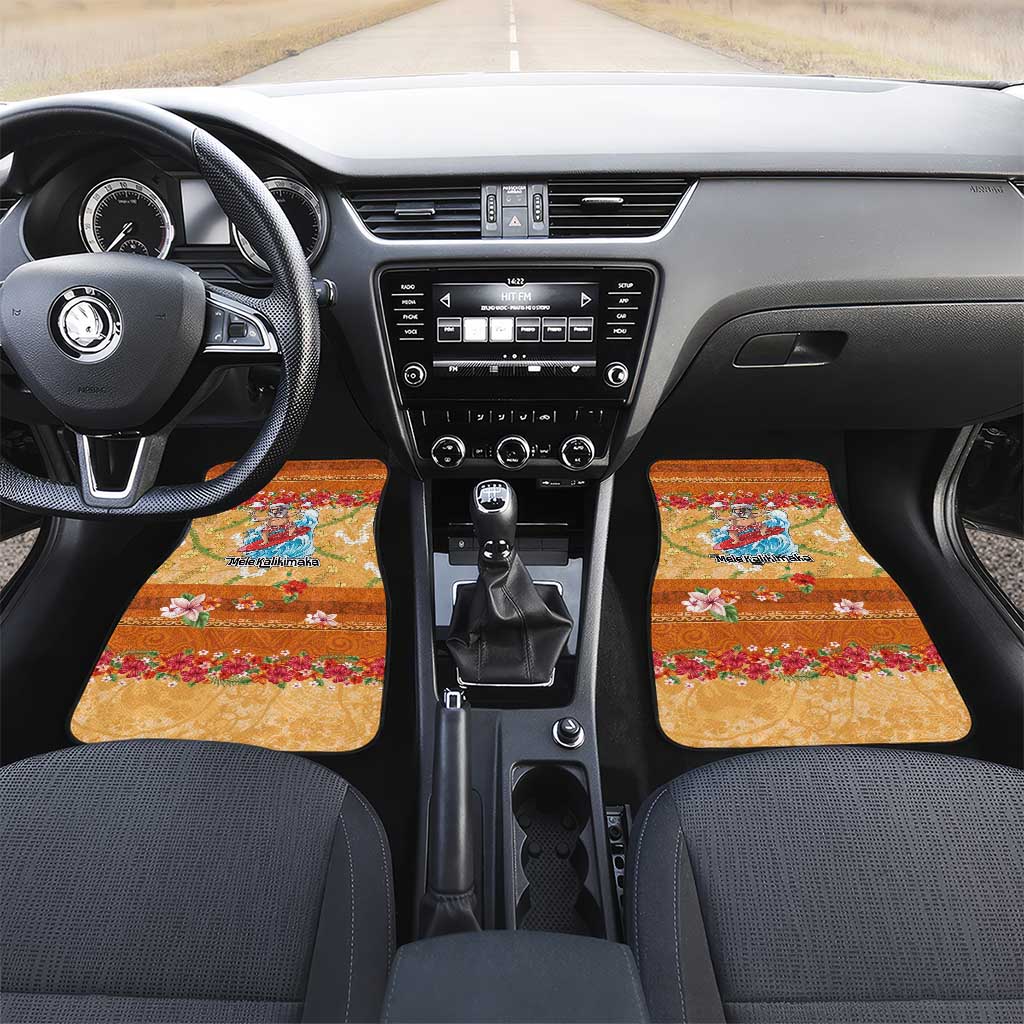 Hawaii Mele Kalikimaka Car Mats Funny Santa Claus Surfing on Tropical Plants - Polynesian Pride