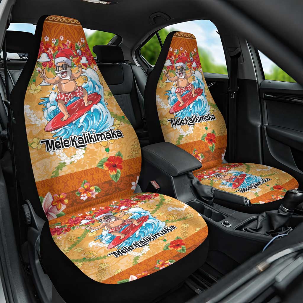 Hawaii Mele Kalikimaka Car Seat Cover Funny Santa Claus Surfing on Tropical Plants LT03 One Size Multicolor - Polynesian Pride