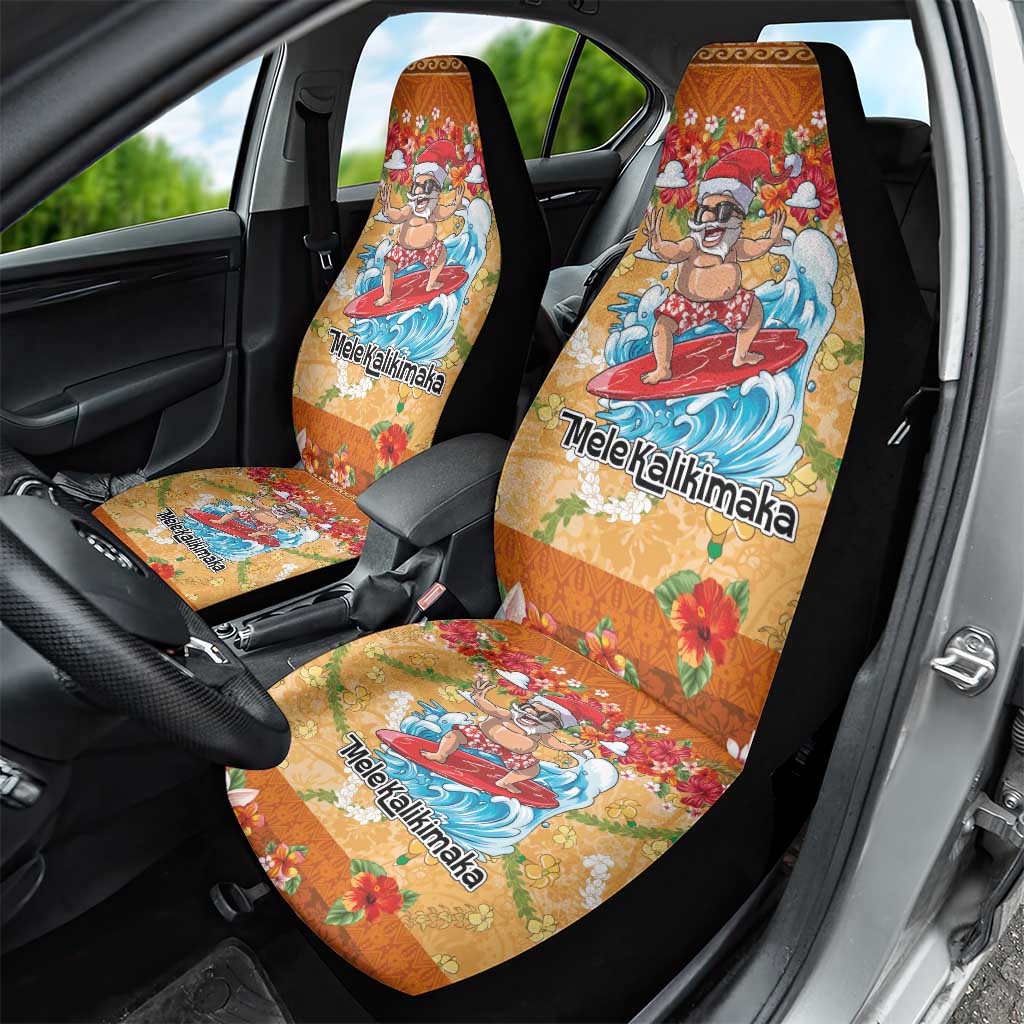 Hawaii Mele Kalikimaka Car Seat Cover Funny Santa Claus Surfing on Tropical Plants LT03 - Polynesian Pride
