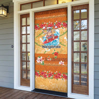 Hawaii Mele Kalikimaka Door Cover Funny Santa Claus Surfing on Tropical Plants LT03 - Polynesian Pride