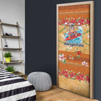 Hawaii Mele Kalikimaka Door Cover Funny Santa Claus Surfing on Tropical Plants LT03 - Polynesian Pride