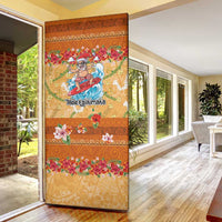Hawaii Mele Kalikimaka Door Cover Funny Santa Claus Surfing on Tropical Plants LT03 - Polynesian Pride