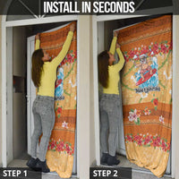 Hawaii Mele Kalikimaka Door Cover Funny Santa Claus Surfing on Tropical Plants LT03 - Polynesian Pride