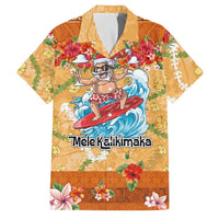 Hawaii Mele Kalikimaka Family Matching Tank Maxi Dress and Hawaiian Shirt Funny Santa Claus Surfing on Tropical Plants LT03 Dad's Shirt - Short Sleeve Multicolor - Polynesian Pride