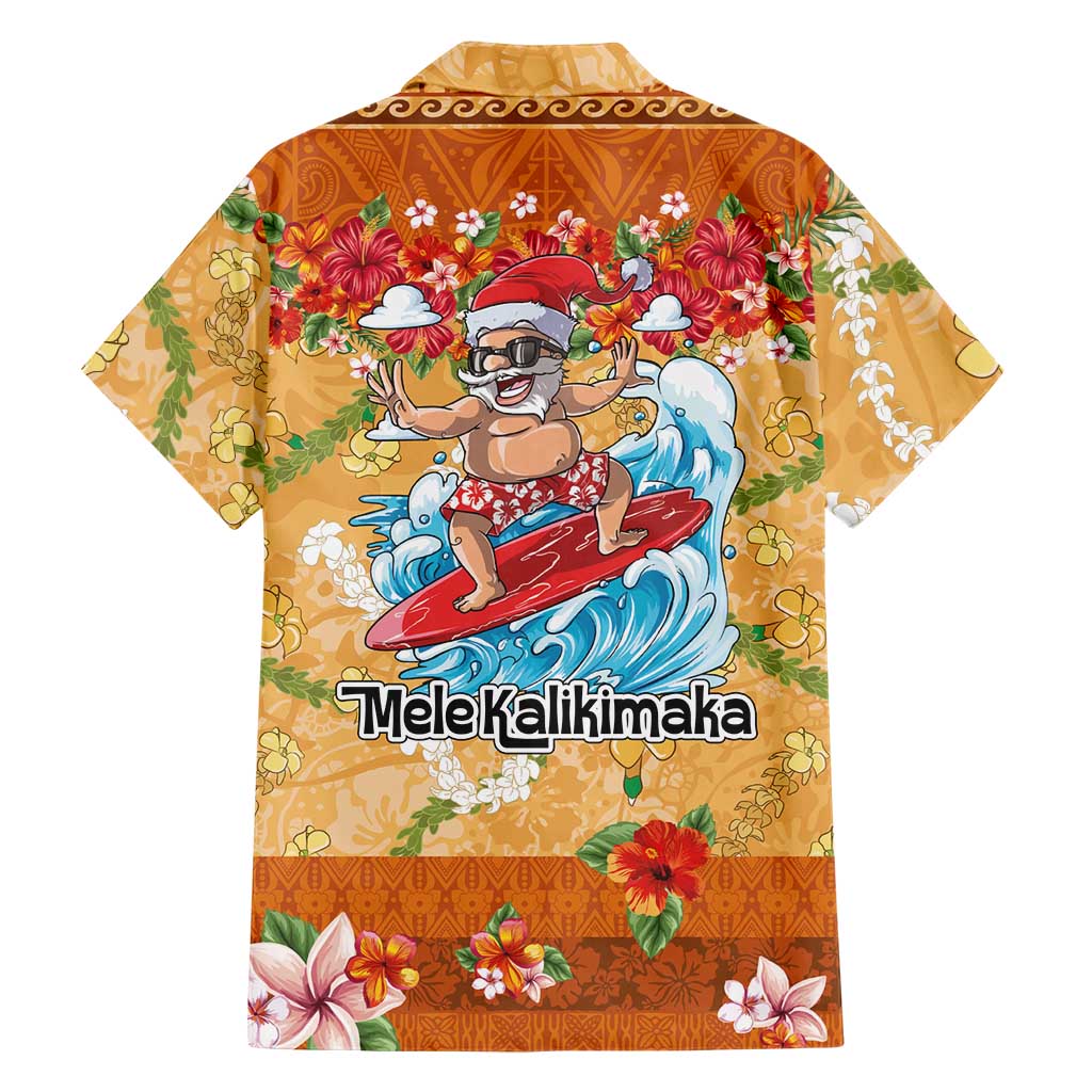 Hawaii Mele Kalikimaka Family Matching Tank Maxi Dress and Hawaiian Shirt Funny Santa Claus Surfing on Tropical Plants LT03 - Polynesian Pride