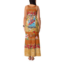 Hawaii Mele Kalikimaka Family Matching Tank Maxi Dress and Hawaiian Shirt Funny Santa Claus Surfing on Tropical Plants LT03 - Polynesian Pride