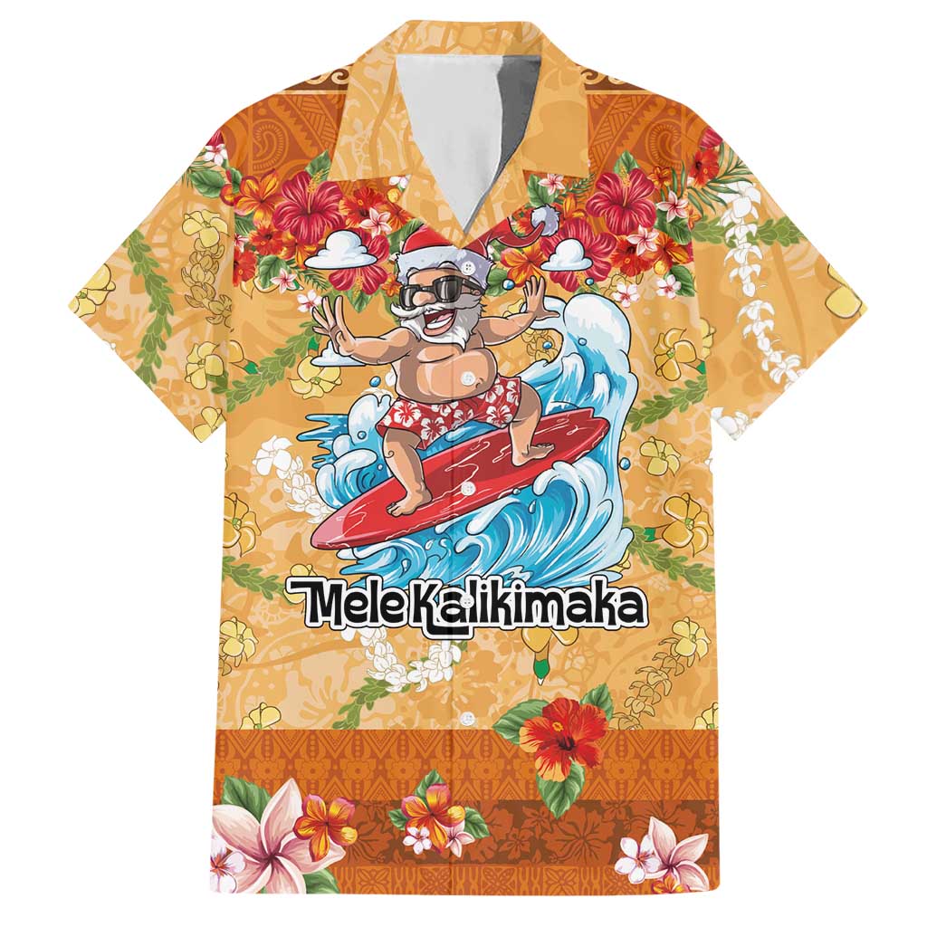 Hawaii Mele Kalikimaka Hawaiian Shirt Funny Santa Claus Surfing on Tropical Plants LT03 Multicolor - Polynesian Pride