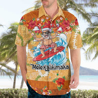 Hawaii Mele Kalikimaka Hawaiian Shirt Funny Santa Claus Surfing on Tropical Plants LT03 - Polynesian Pride