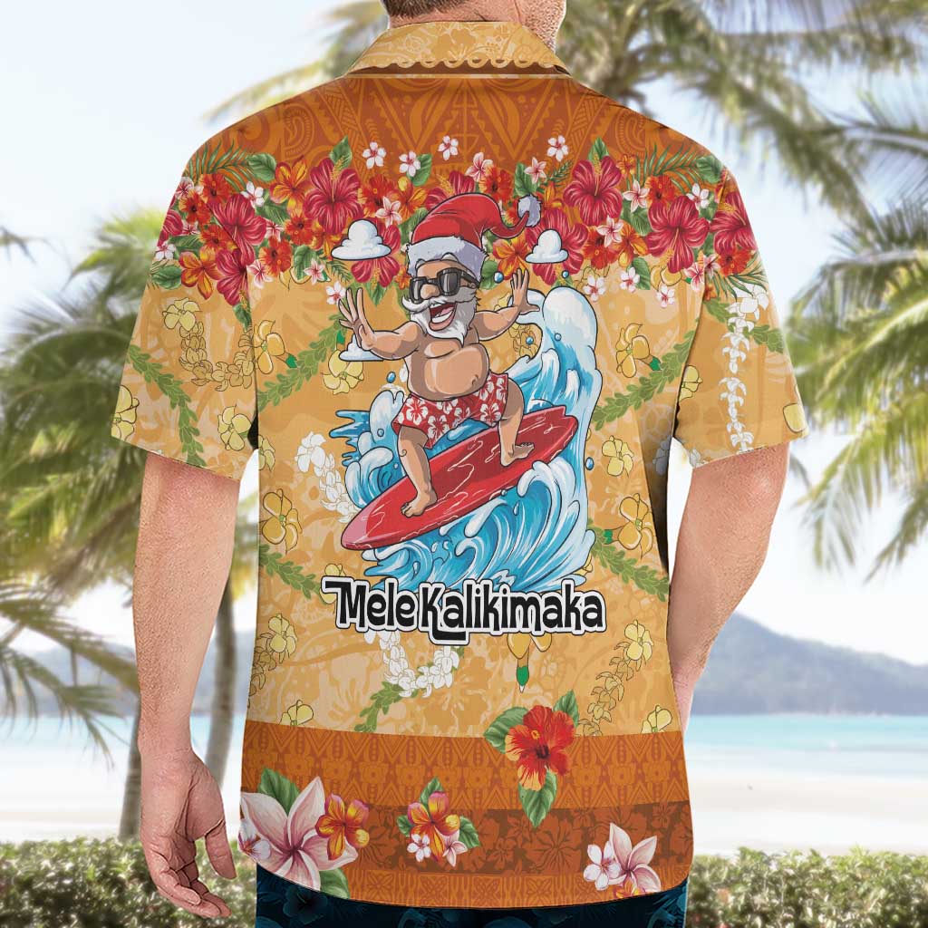 Hawaii Mele Kalikimaka Hawaiian Shirt Funny Santa Claus Surfing on Tropical Plants LT03 - Polynesian Pride