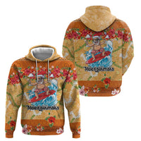 Hawaii Mele Kalikimaka Hoodie Funny Santa Claus Surfing on Tropical Plants LT03 - Polynesian Pride