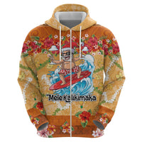 Hawaii Mele Kalikimaka Hoodie Funny Santa Claus Surfing on Tropical Plants LT03 - Polynesian Pride