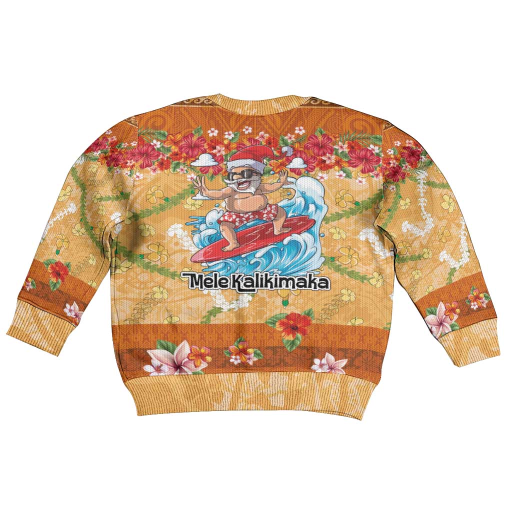 Hawaii Mele Kalikimaka Kid Ugly Christmas Sweater Funny Santa Claus Surfing on Tropical Plants LT03 - Polynesian Pride
