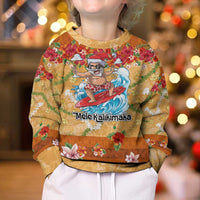 Hawaii Mele Kalikimaka Kid Ugly Christmas Sweater Funny Santa Claus Surfing on Tropical Plants LT03 - Polynesian Pride