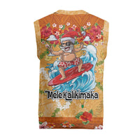 Hawaii Mele Kalikimaka Christmas Knitted V-Neck Vest Funny Santa Claus Surfing on Tropical Plants LT03 - Polynesian Pride