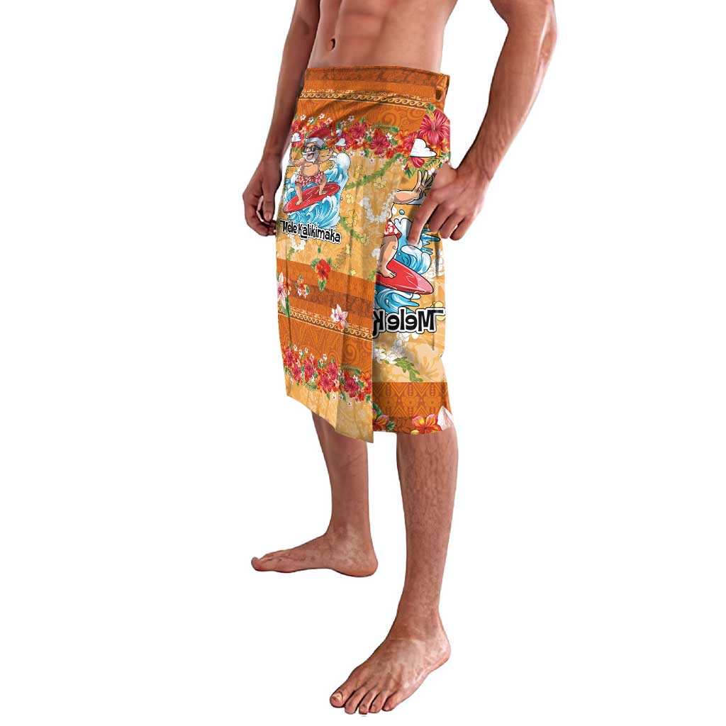 Hawaii Mele Kalikimaka Lavalava Funny Santa Claus Surfing on Tropical Plants LT03 - Polynesian Pride