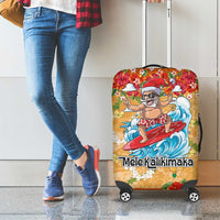 Hawaii Mele Kalikimaka Luggage Cover Funny Santa Claus Surfing on Tropical Plants LT03 - Polynesian Pride