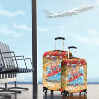 Hawaii Mele Kalikimaka Luggage Cover Funny Santa Claus Surfing on Tropical Plants LT03 - Polynesian Pride