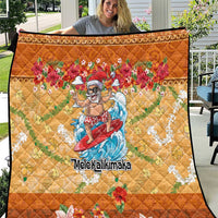 Hawaii Mele Kalikimaka Quilt Funny Santa Claus Surfing on Tropical Plants LT03 Multicolor - Polynesian Pride