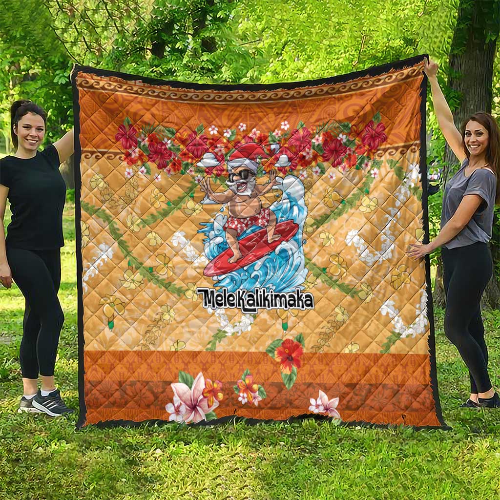 Hawaii Mele Kalikimaka Quilt Funny Santa Claus Surfing on Tropical Plants LT03 - Polynesian Pride