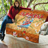 Hawaii Mele Kalikimaka Quilt Funny Santa Claus Surfing on Tropical Plants LT03 - Polynesian Pride