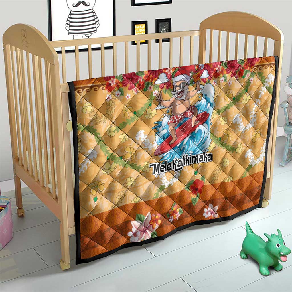Hawaii Mele Kalikimaka Quilt Funny Santa Claus Surfing on Tropical Plants LT03 - Polynesian Pride