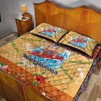 Hawaii Mele Kalikimaka Quilt Bed Set Funny Santa Claus Surfing on Tropical Plants LT03 - Polynesian Pride