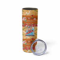 Hawaii Mele Kalikimaka Skinny Tumbler Funny Santa Claus Surfing on Tropical Plants LT03 - Polynesian Pride